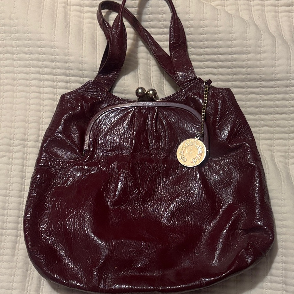 Charles David Deep Burgundy Patent Shoulder Bag